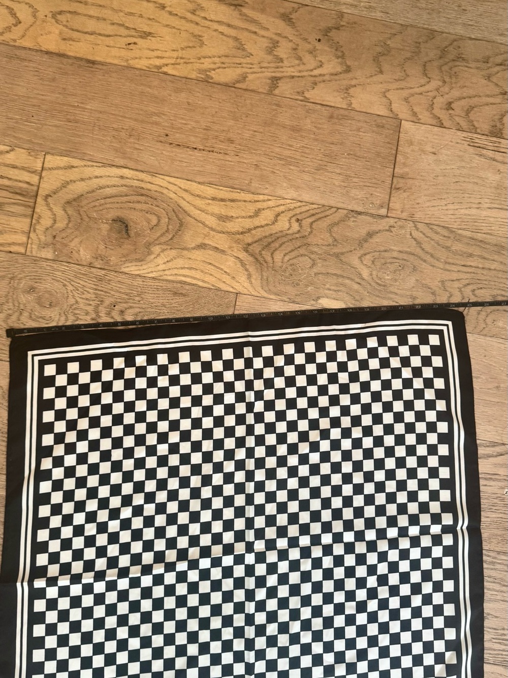 Black and White Checkerboard Silky Scarf - Picture 6 of 8